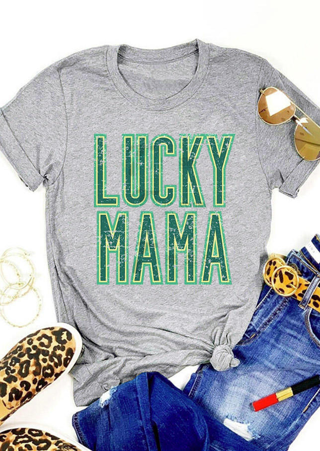 

T-shirts Tees St. Patrick' Day Lucky Mama T-Shirt Tee in Gray. Size: ,M,L,XL