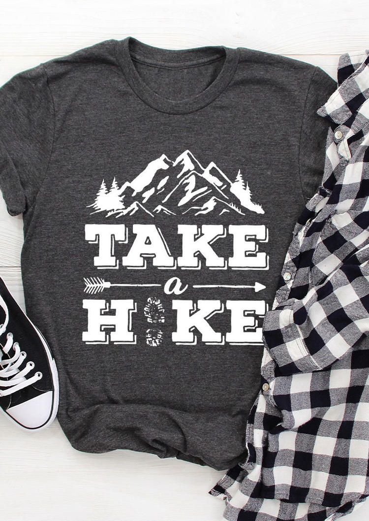 T-shirts Tees Take A Hike Mountain T-Shirt Tee in Dark Grey. Size: S,M,L,XL