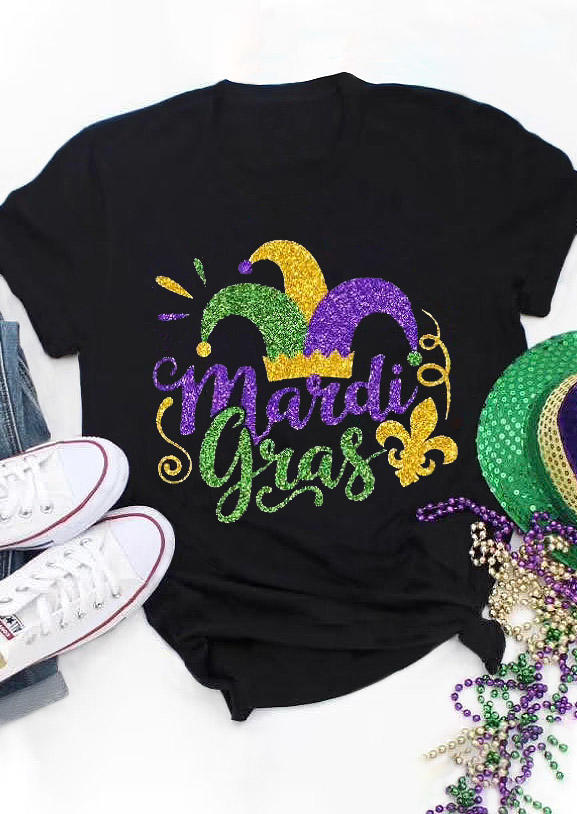 

T-shirts Tees Mardi Gras O-Neck T-Shirt Tee in Black. Size: ,M,L,XL