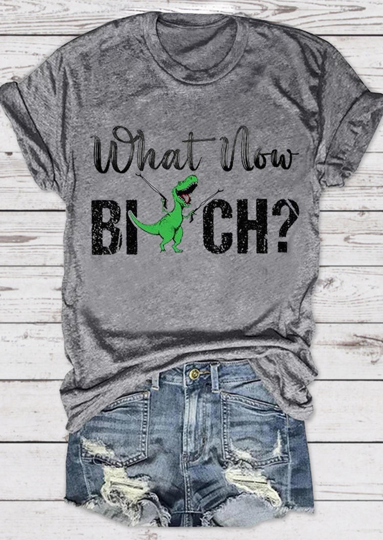 

T-shirts Tees What Now b!tch Dinosaur V-Neck T-Shirt Tee in Gray. Size: ,M,L,XL