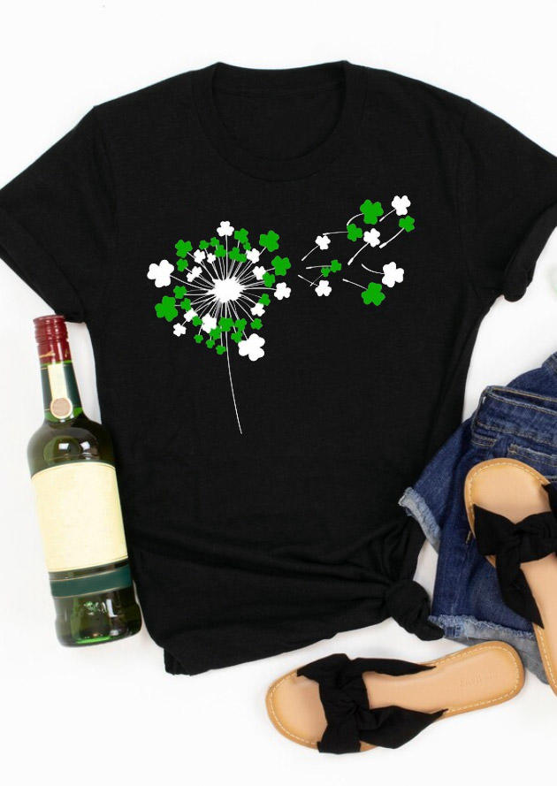 St. Patrick's Day Lucky Shamrock T-Shirt Tee - Black