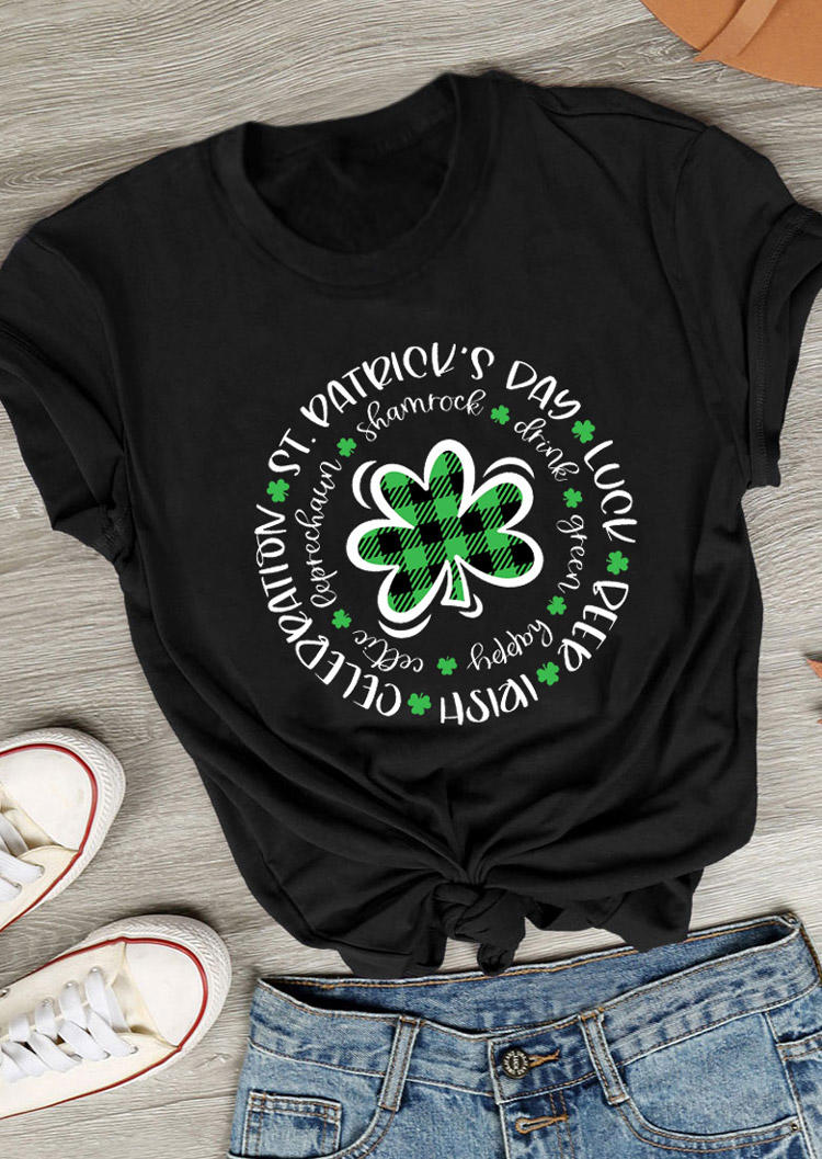 

T-shirts Tees St. Patrick' Day Lucky Shamrock Plaid T-Shirt Tee in Black. Size: ,M,L,XL