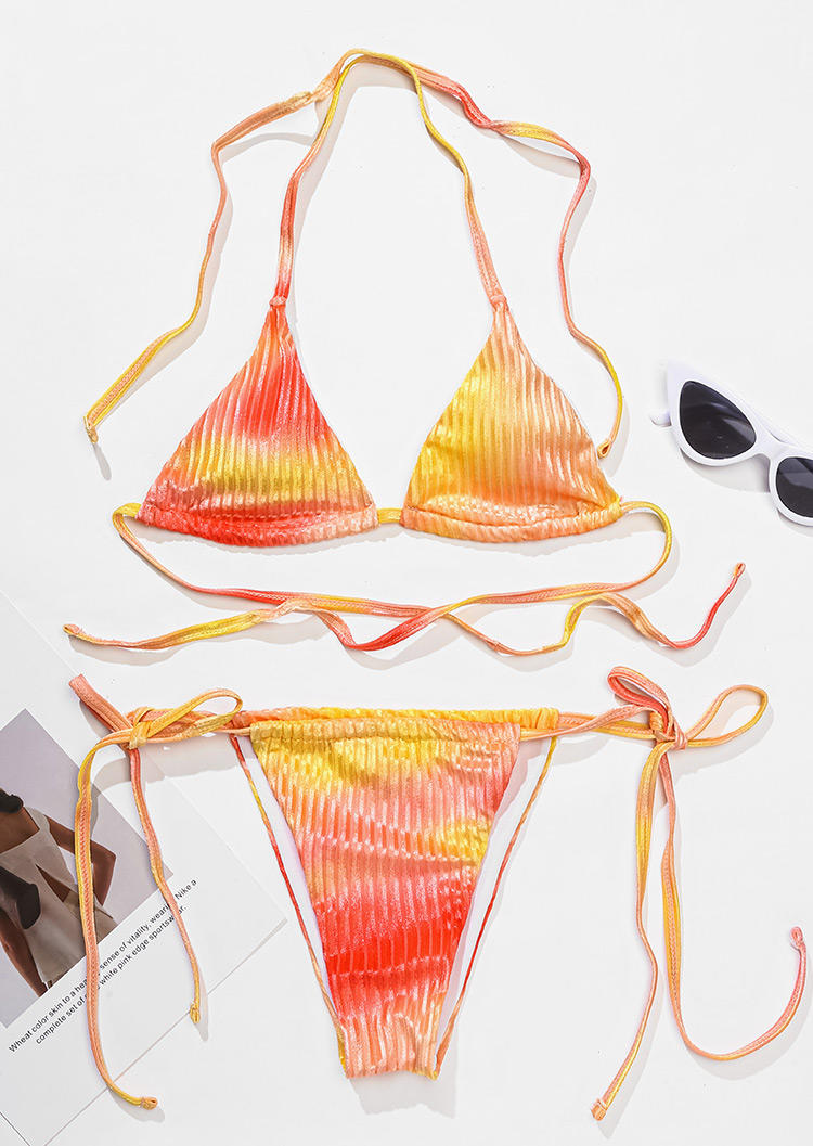 

Bikini Sets Gradient Halter Tie Bikini Set in Orange. Size