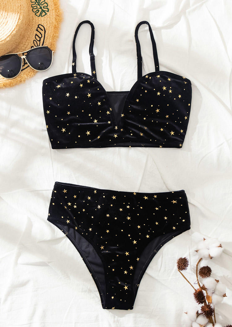 

Bikini Sets Star Adjustable Strap Bikini Set in Black. Size