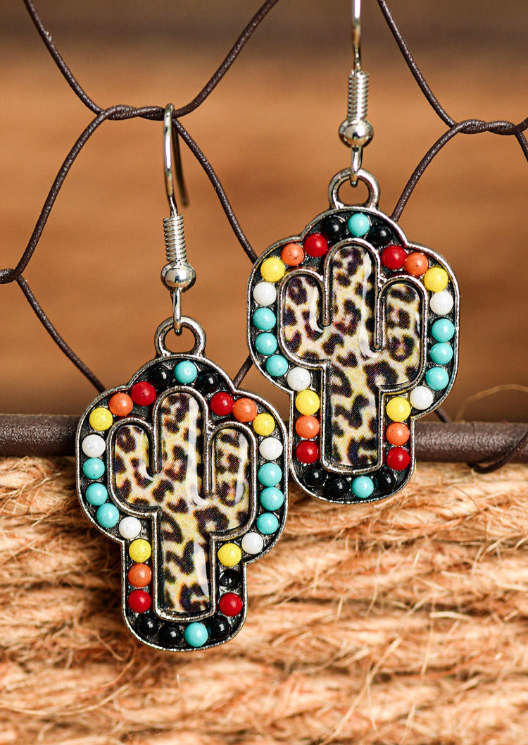 Earrings Leopard Cactus Bohemian Earrings in Multicolor. Size: One Size