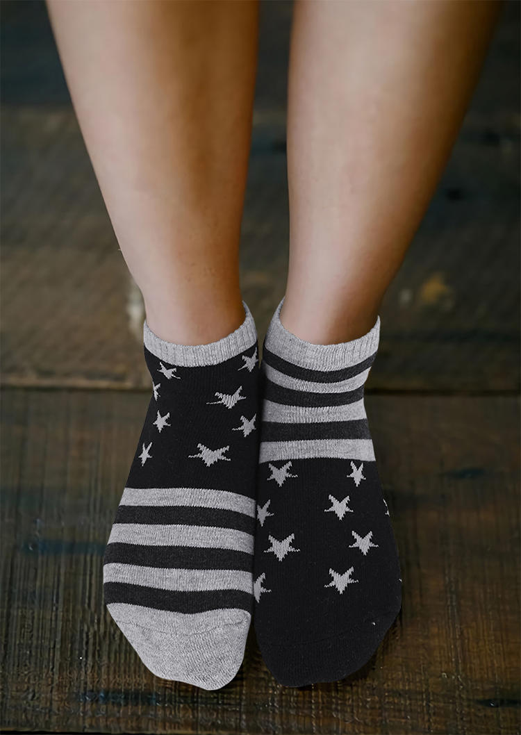 American Flag Star Striped Crew Socks