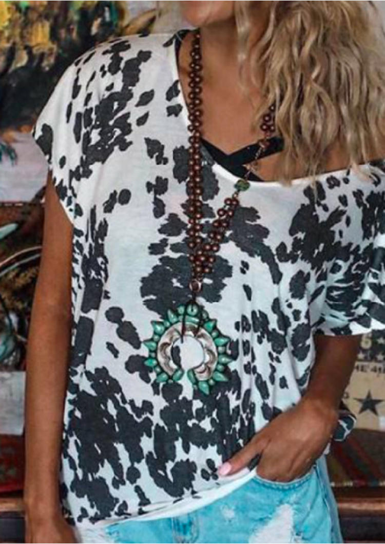 

Blouses Short Sleeve O-Neck Blouse in Multicolor. Size: ,M,L,XL