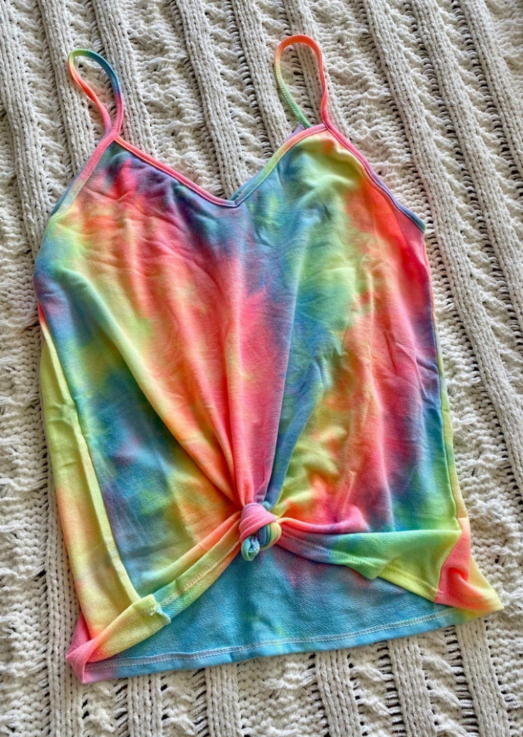 Tank Tops Tie Dye Sleeveless V-Neck Camisole in Multicolor. Size: S,M,L,XL