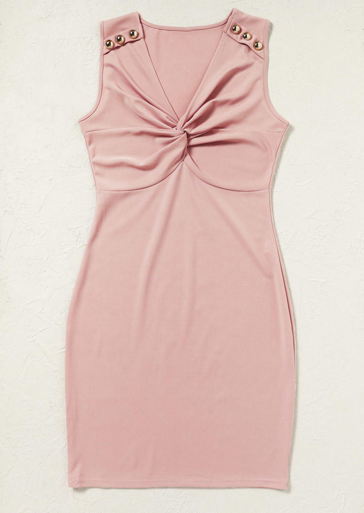 

Bodycon Dresses Twist Button Bodycon Dress in Pink. Size: ,M,L,XL