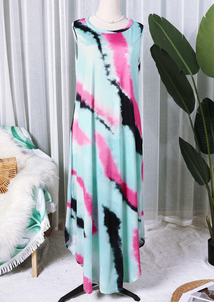 

Maxi Dresses Tie Dye Irregular Sleeveless Maxi Dress in Multicolor. Size: ,M,L,XL
