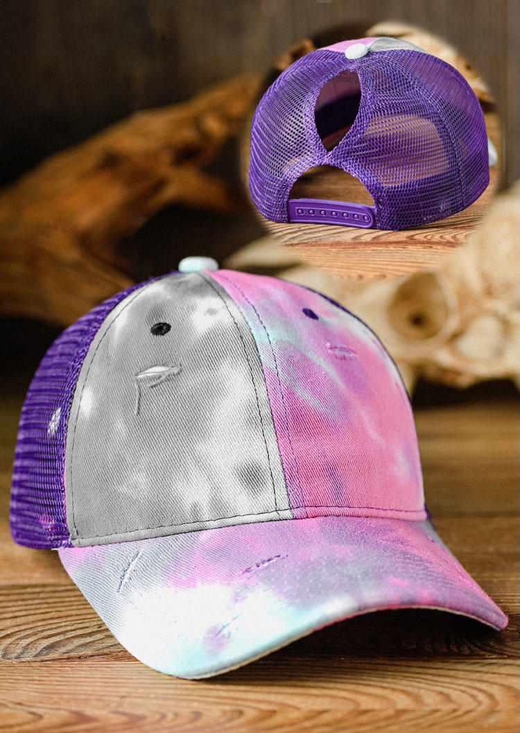 

Hats Tie Dye Mesh Splicing Baseball Cap in Pattern1. Size