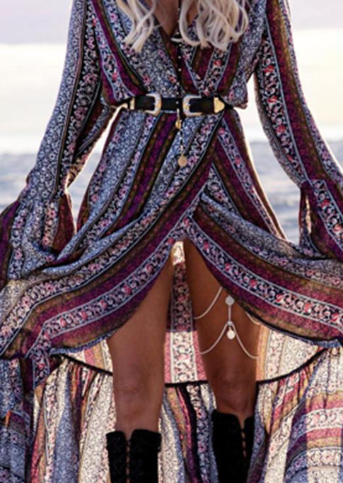 

Maxi Dresses Bohemian Floral V-Neck Maxi Dress in Multicolor. Size: ,M,L,XL