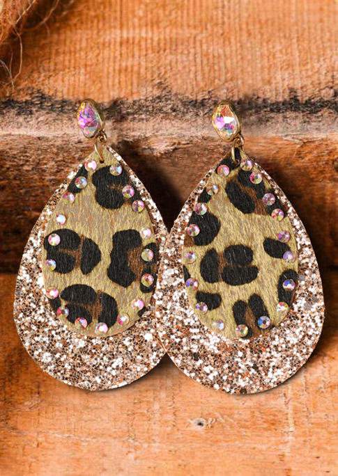 

Earrings Leopard Rhinestone Sequined Water Drop Earrings in Multicolor. Size