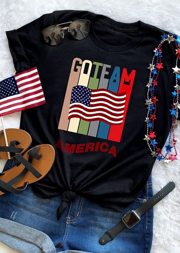 

T-shirts Tees Goteam America O-Neck T-Shirt Tee in Black. Size: ,M,L,XL