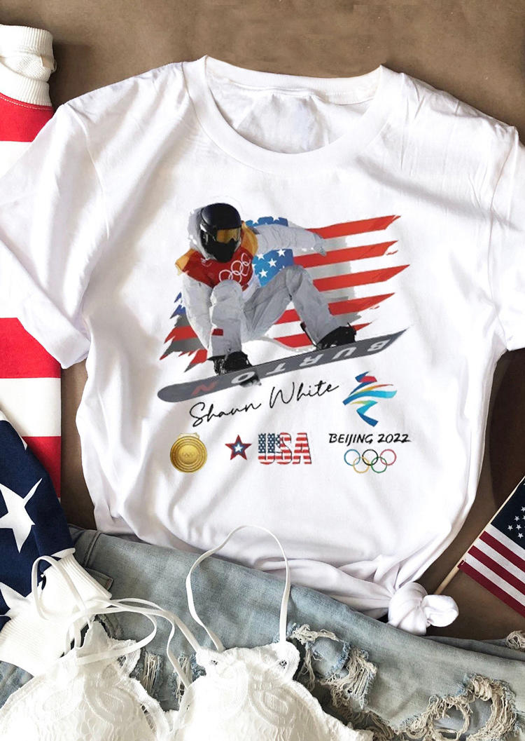

T-shirts Tees Shaun White Beijing 2022 Winter Olympics T-Shirt Tee in White. Size: ,M,L,XL