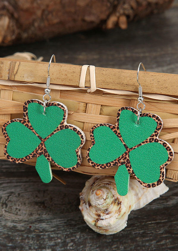 

Earrings St. Patrick's Day Leopard Shamrock Earrings in Multicolor. Size