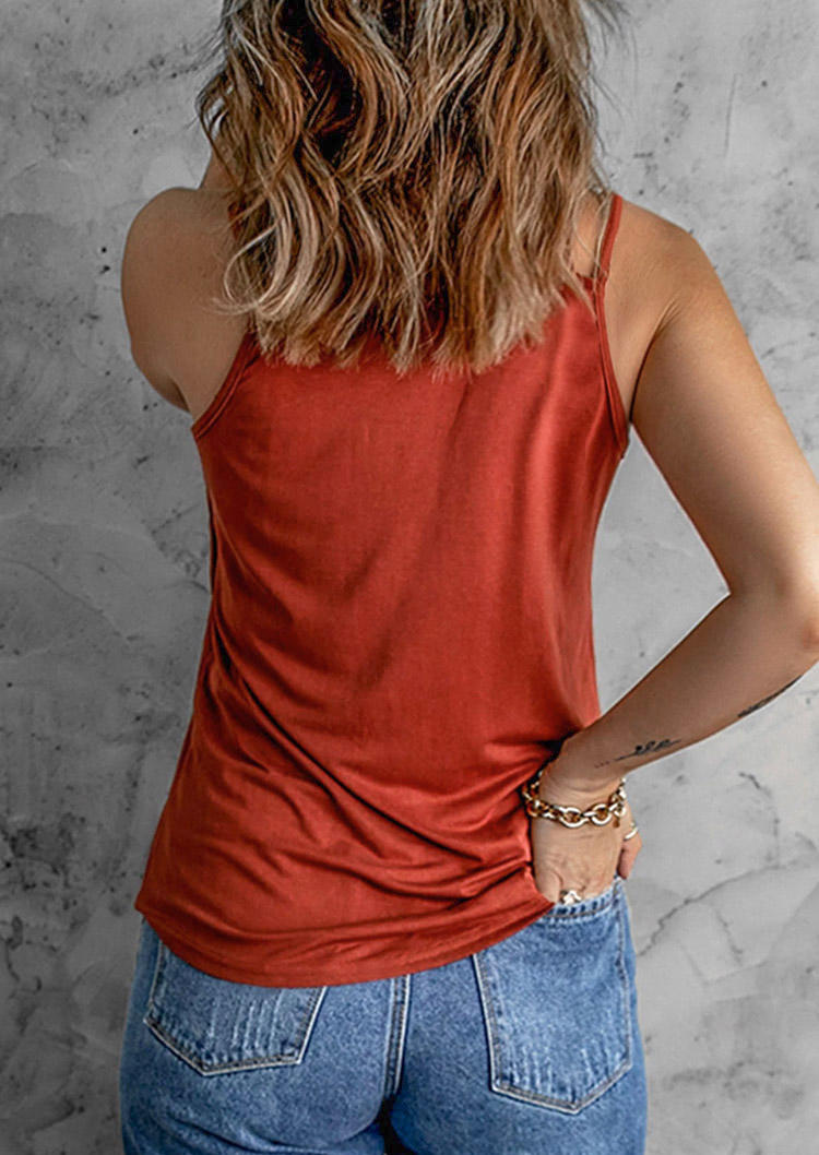 

Tank Tops Hollow Out Keyhole Neck Camisole in Brick Red. Size: ,L