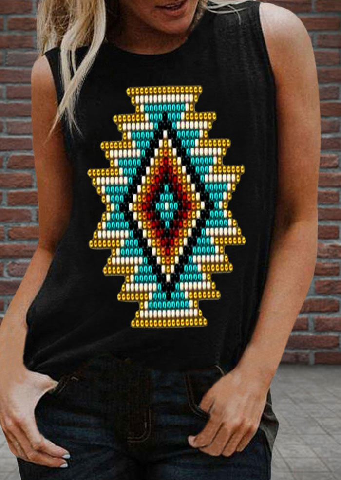 

Tank Tops Aztec Geometric Western Tank Top in Black. Size: ,M,L,XL