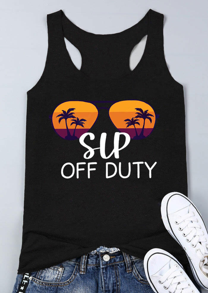 

Tank Tops Slp Off Duty Coconut Tree Racerback Tank Top in Black. Size: ,M,L,XL