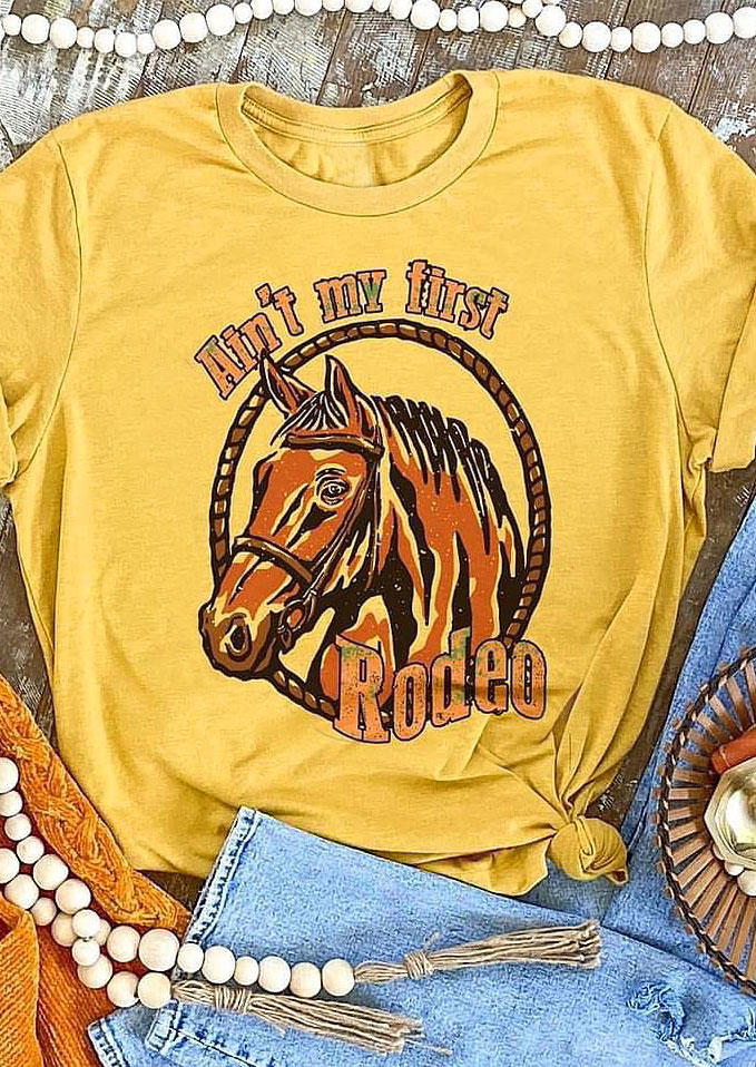 

T-shirts Tees Ain't My First Rodeo Horse T-Shirt Tee in Yellow. Size: ,M,L,XL