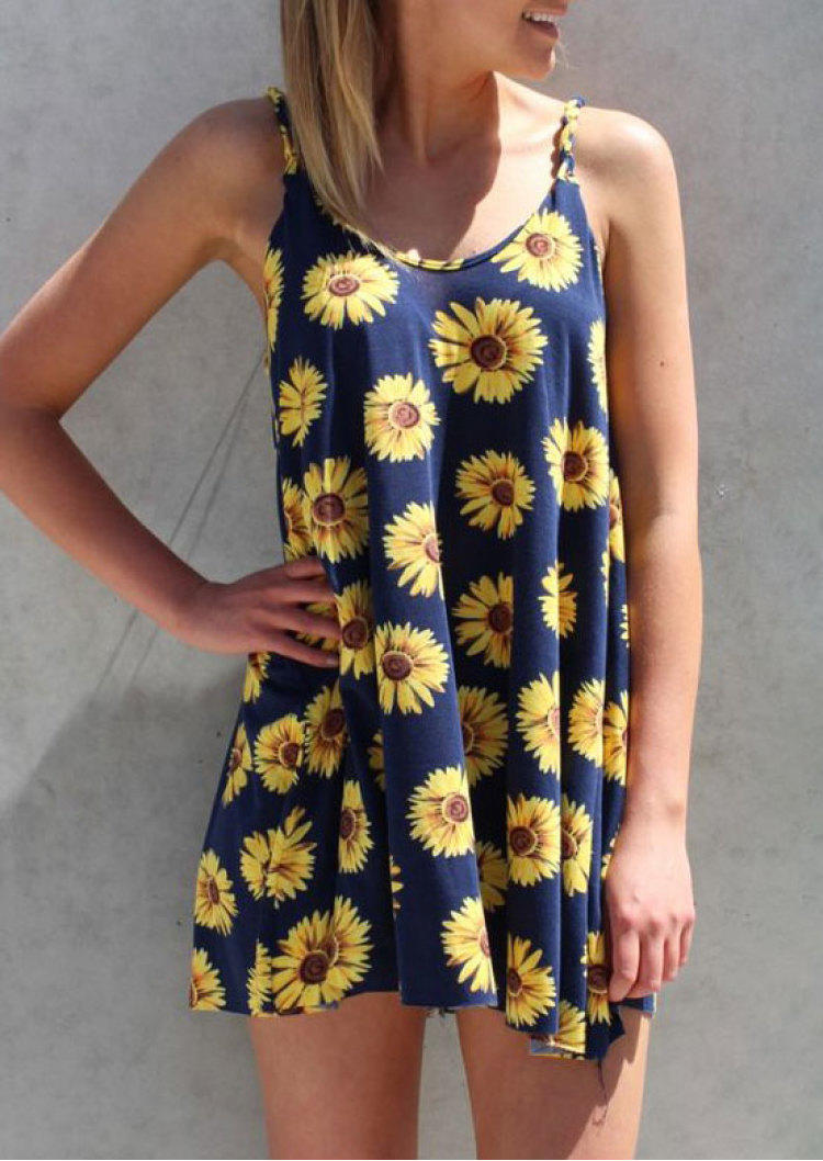 

Mini Dresses Sunflower Spaghetti Strap Mini Dress in Navy Blue. Size: ,M,L,XL