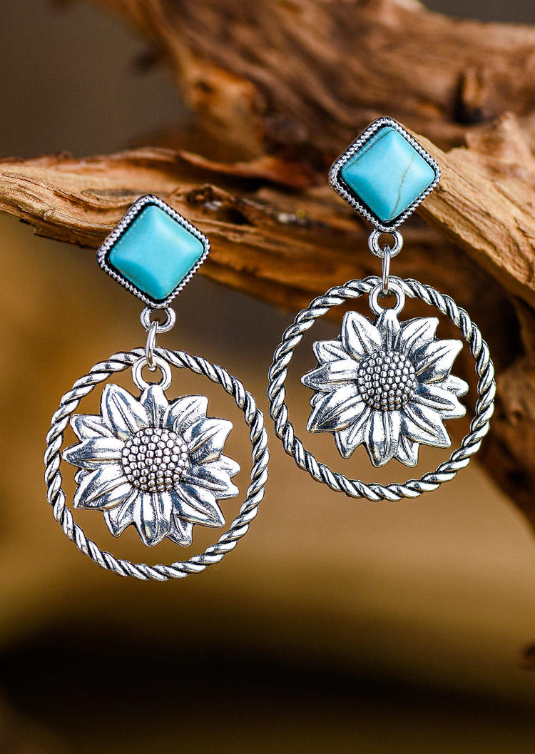 

Earrings Sunflower Cactus Turquoise Earrings in Pattern2. Size