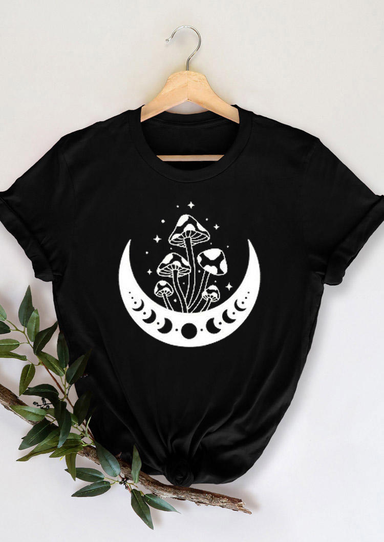 

T-shirts Tees Sun Moon Star Mushroom T-Shirt Tee in Black. Size