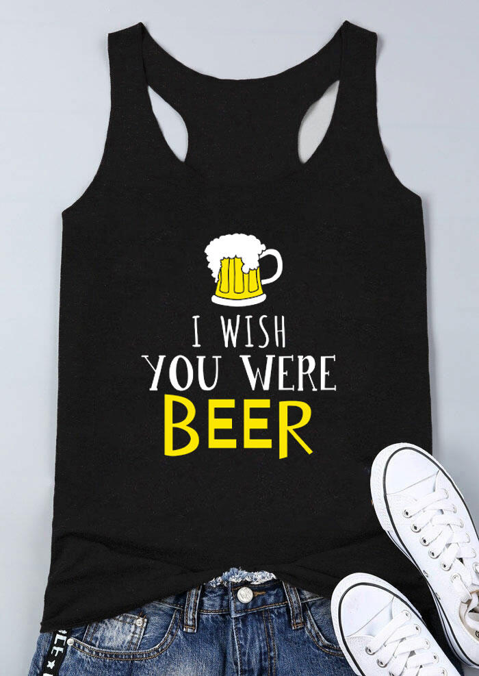 

Tank Tops I Wish You Were Beer Racerback Tank Top in Black. Size: ,M,L,XL