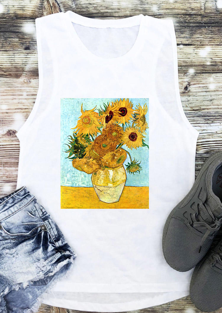 

Tank Tops Sunflower Sleeveless Tank Top in White. Size: ,M,L,XL