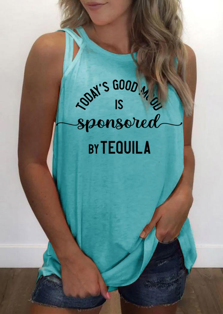 

Tank Tops Today' Good Mood Is Sponsored By Tequila Tank Top in Cyan. Size