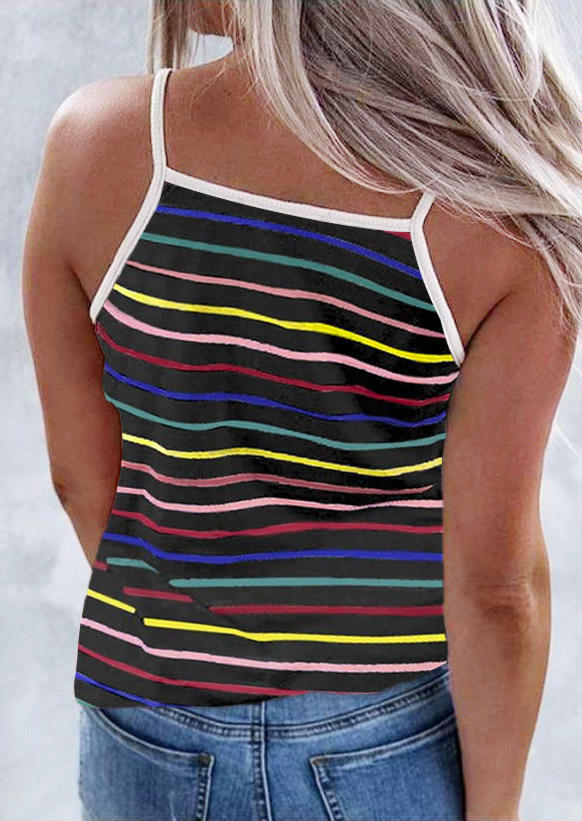 Tank Tops Colorful Striped Casual Camisole in Multicolor. Size: L