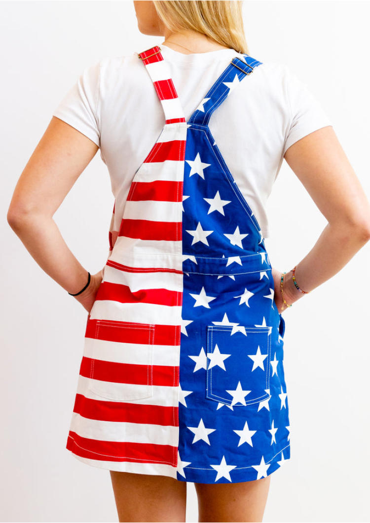 

Mini Dresses American Flag Pocket Overall Mini Dress in Multicolor. Size: L,M,S