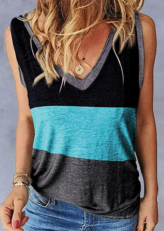

Tank Tops Color Block V-Neck Tank Top in Multicolor. Size