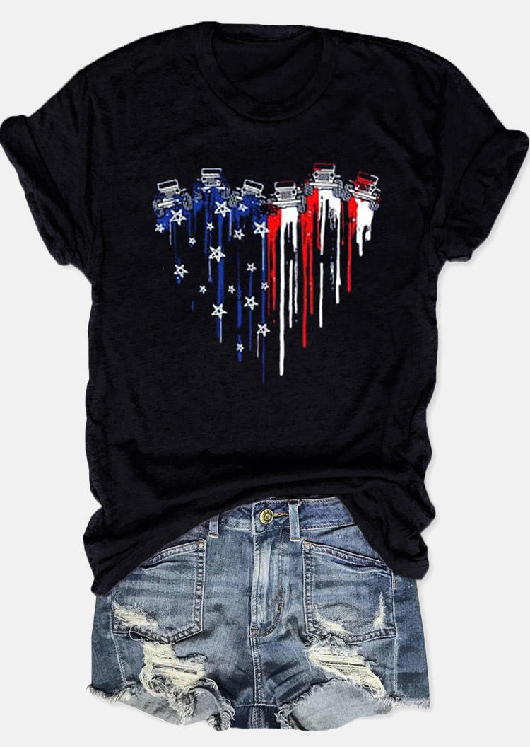 

T-shirts Tees American Flag Star T-Shirt Tee in Black. Size: ,M,L,XL