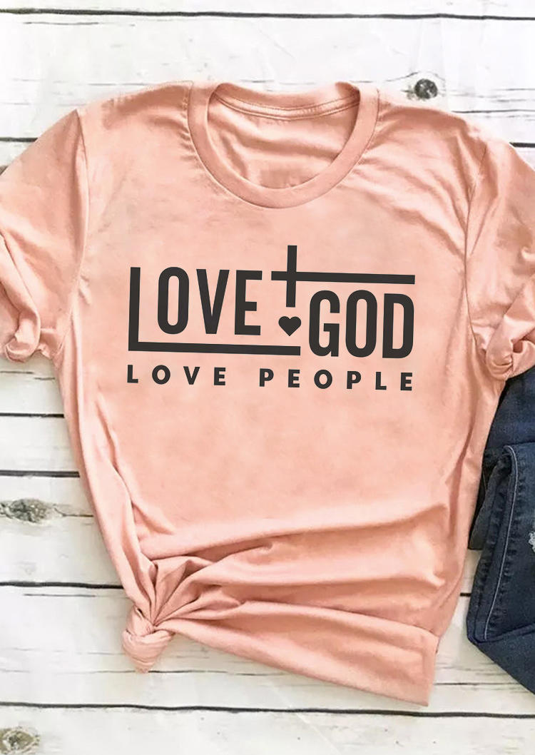 

Tank Tops Love God Love People Cross T-Shirt Tee in Pink. Size: ,M,L,XL