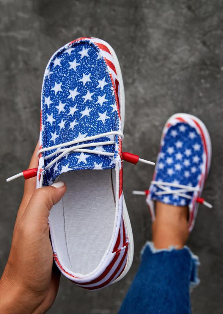 Sneakers American Flag Lace Up Sneakers - Light Blue in Blue. Size: 37