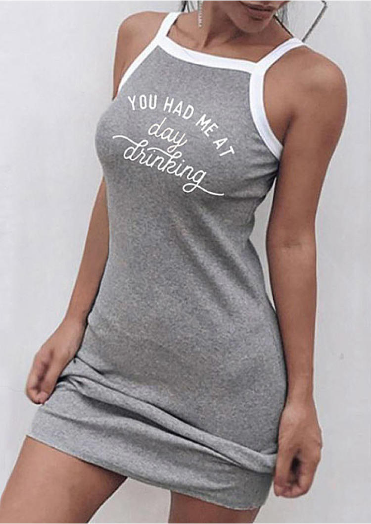 Mini Dresses You Had Me At Day Drinking Mini Dress in Gray. Size: M