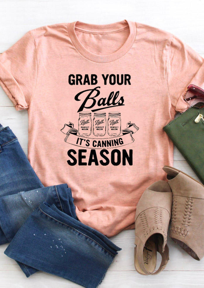 

T-shirts Tees Grab Your Balls It' Canning Season T-Shirt Tee in Pink. Size: ,M,L,XL