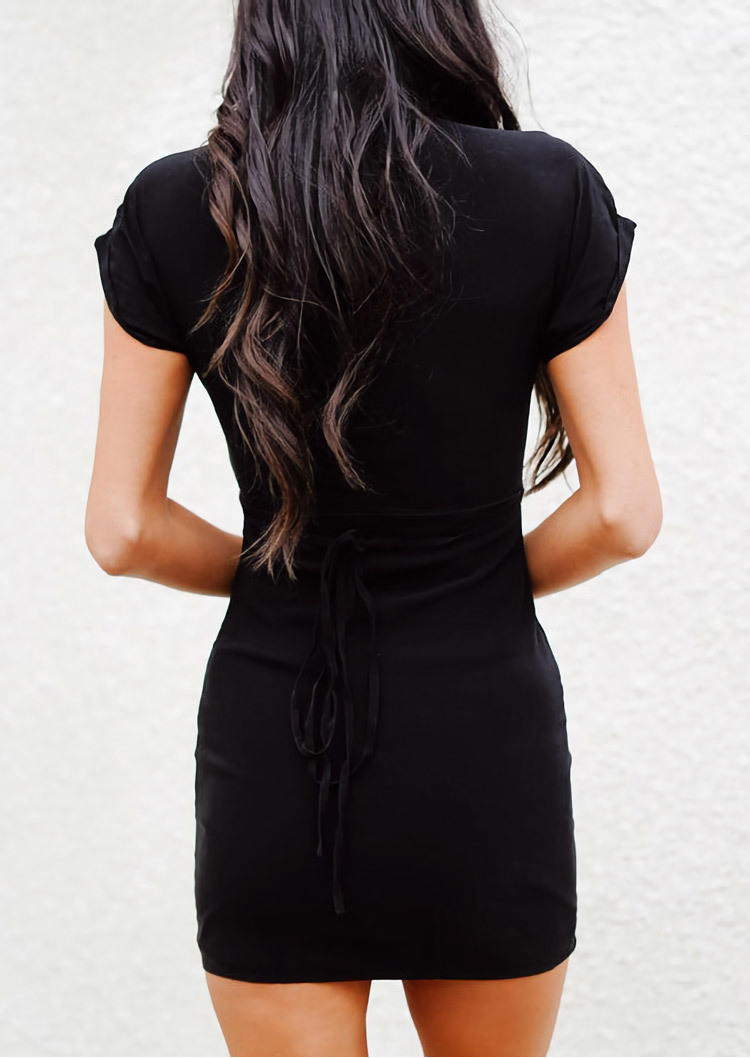 Bodycon Dresses Cut Out V-Neck Bodycon Dress in Black. Size: S,M,L,XL