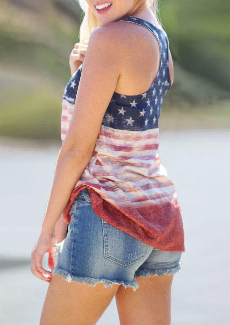 

Tank Tops American Flag Star Racerback Tank Top in Multicolor. Size