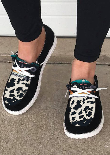 

Sneakers Aztec Cow Slip On Flat Sneakers - Black in Black. Size