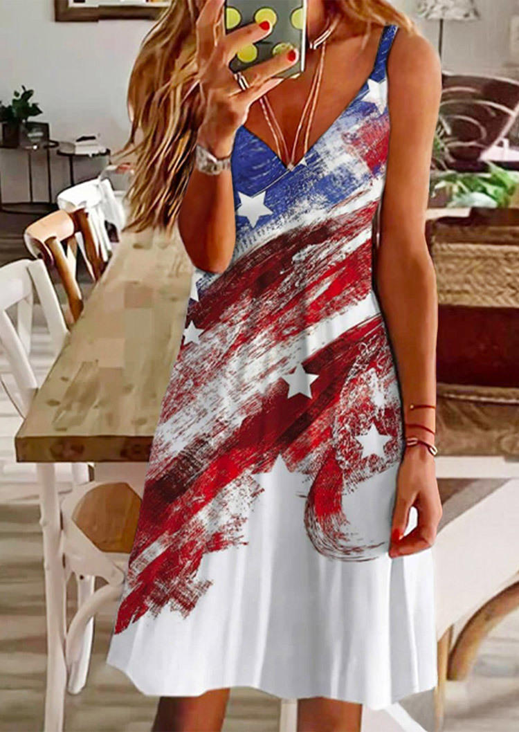 

Mini Dresses American Flag Star Sleeveless Mini Dress in Multicolor. Size: ,XL