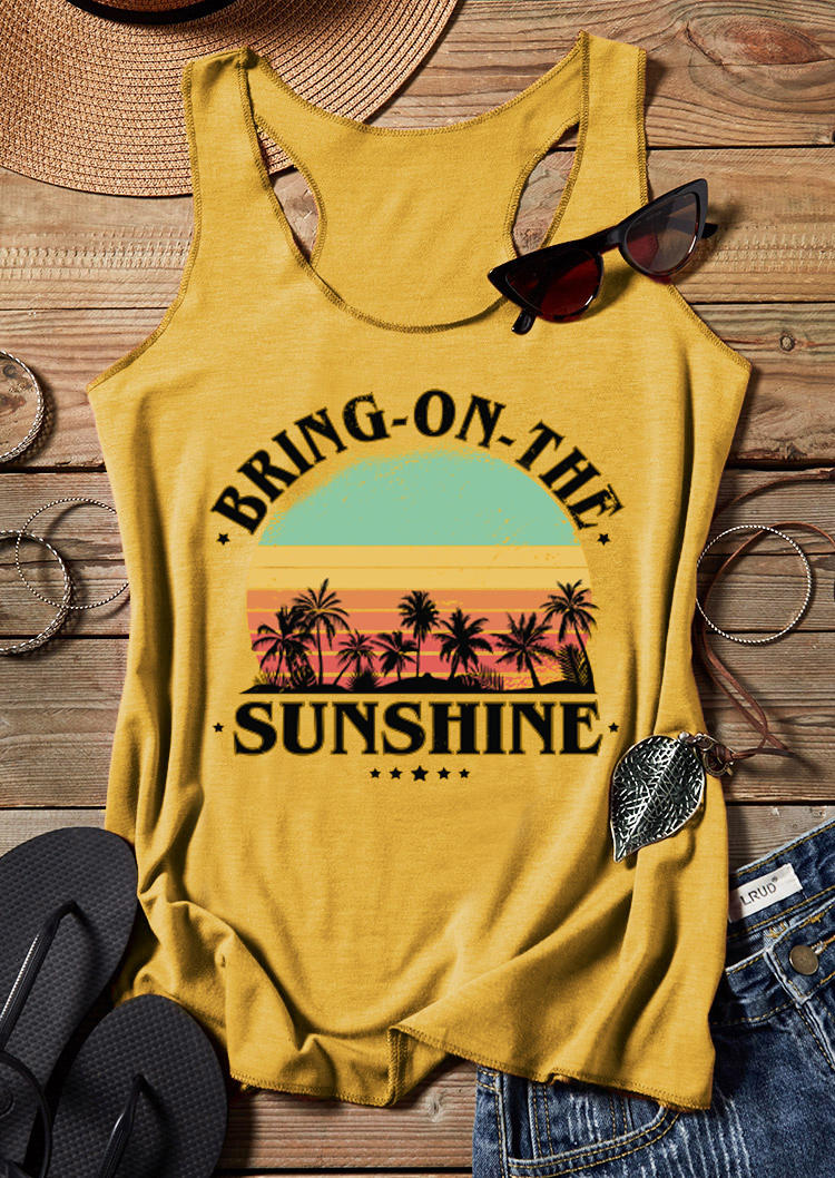 Tank Tops Bring On The Sunshine Racerback Tank Top in Yellow. Size: XL