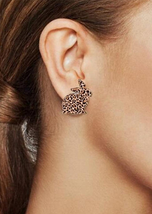 

Earrings Easter Day Leopard Bunny Rabbit Earrings in Leopard. Size
