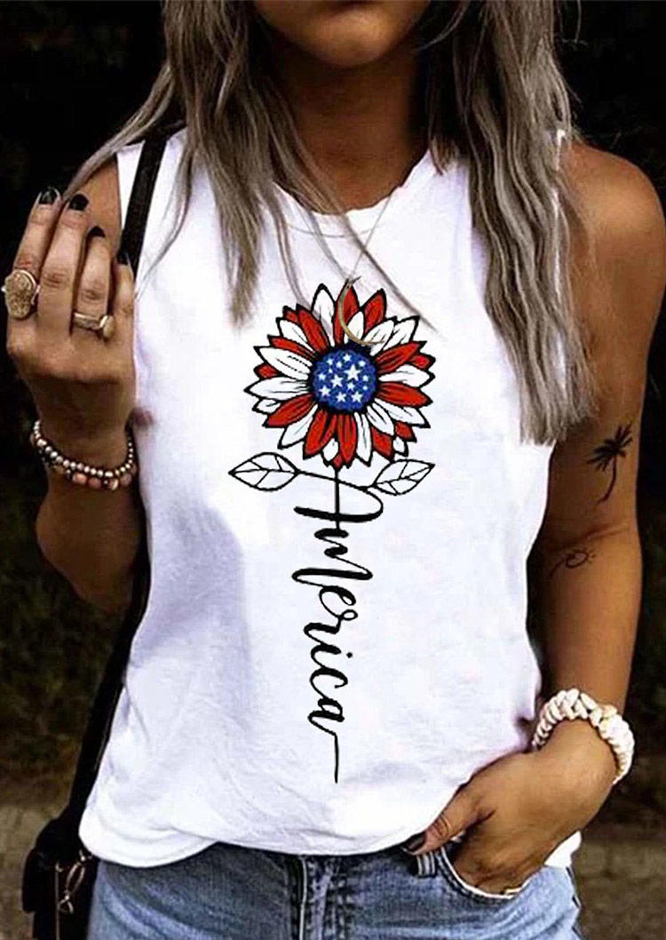 America Sunflower Star Tank - White