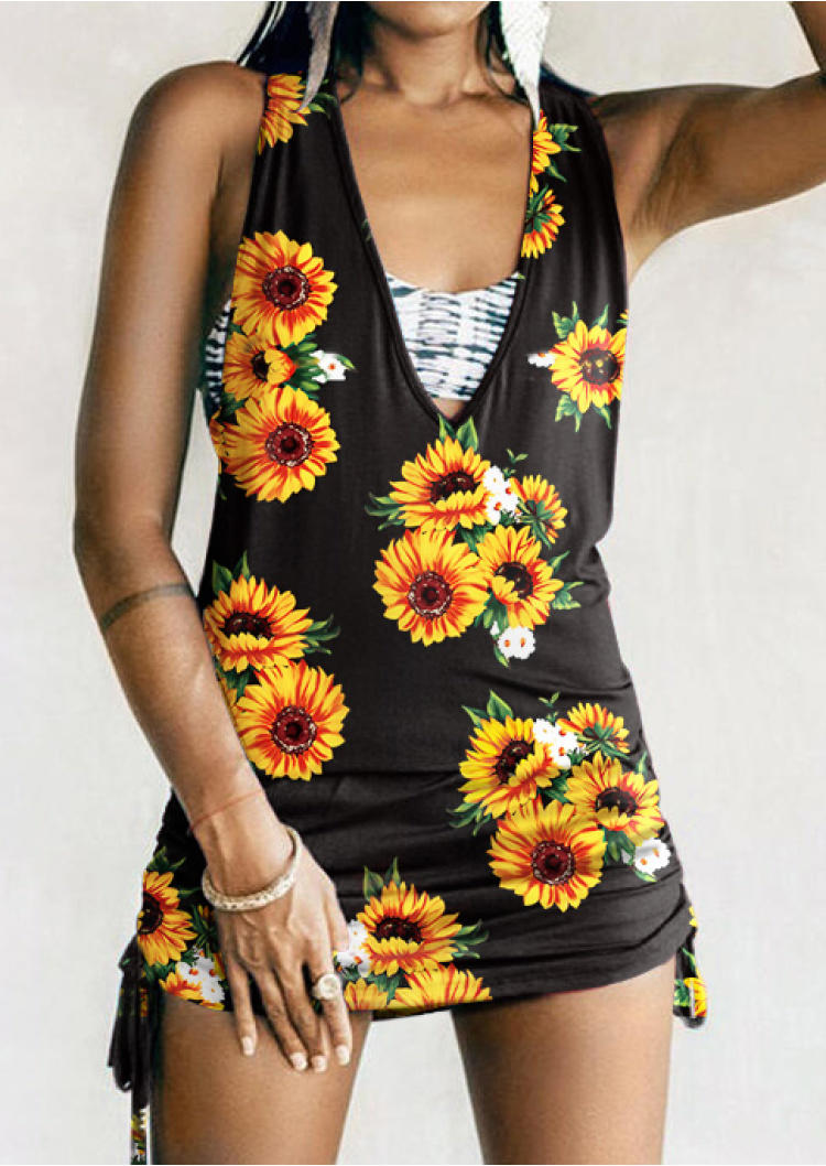 Mini Dresses Sunflower Lace Splicing Mini Dress without Bandeau Strapless in Multicolor. Size: S,M,L,XL