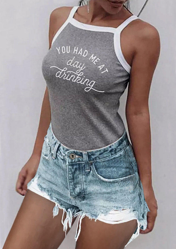 Tank Tops You Had Me At Day Drinking Camisole in Light Grey. Size: S,M,L