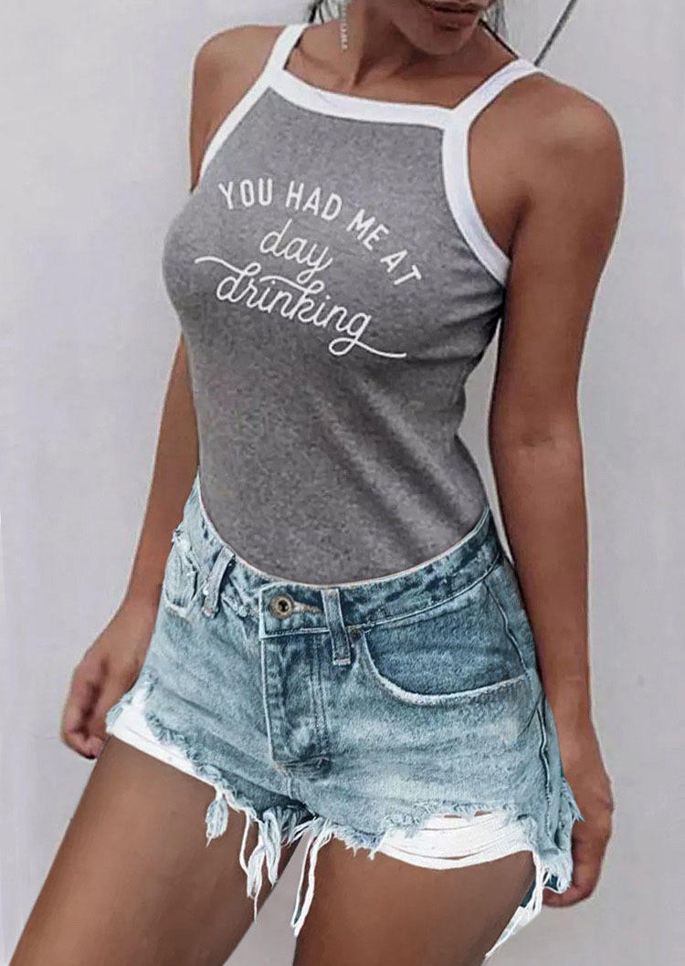 

Tank Tops You Had Me At Day Drinking Camisole in Light Grey. Size