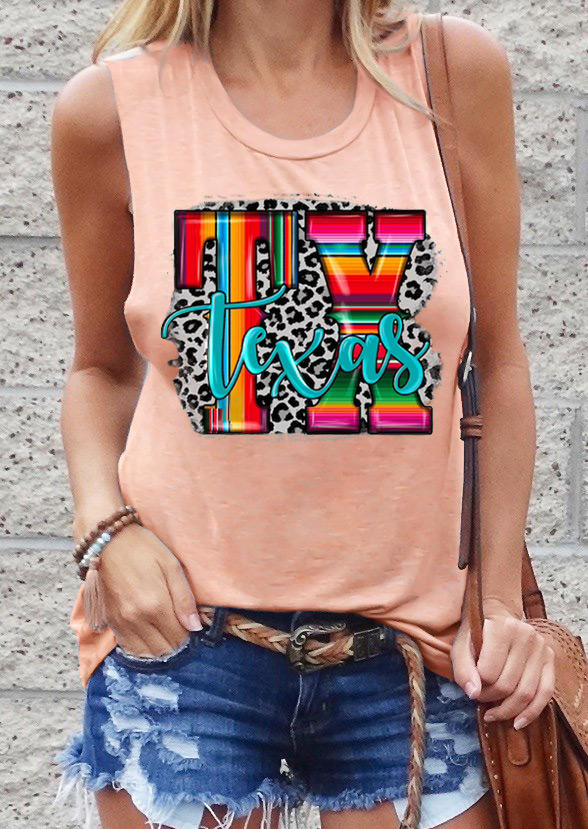 

Tank Tops Texas Leopard Serape Striped Tank Top in Pink. Size: ,M,L,XL