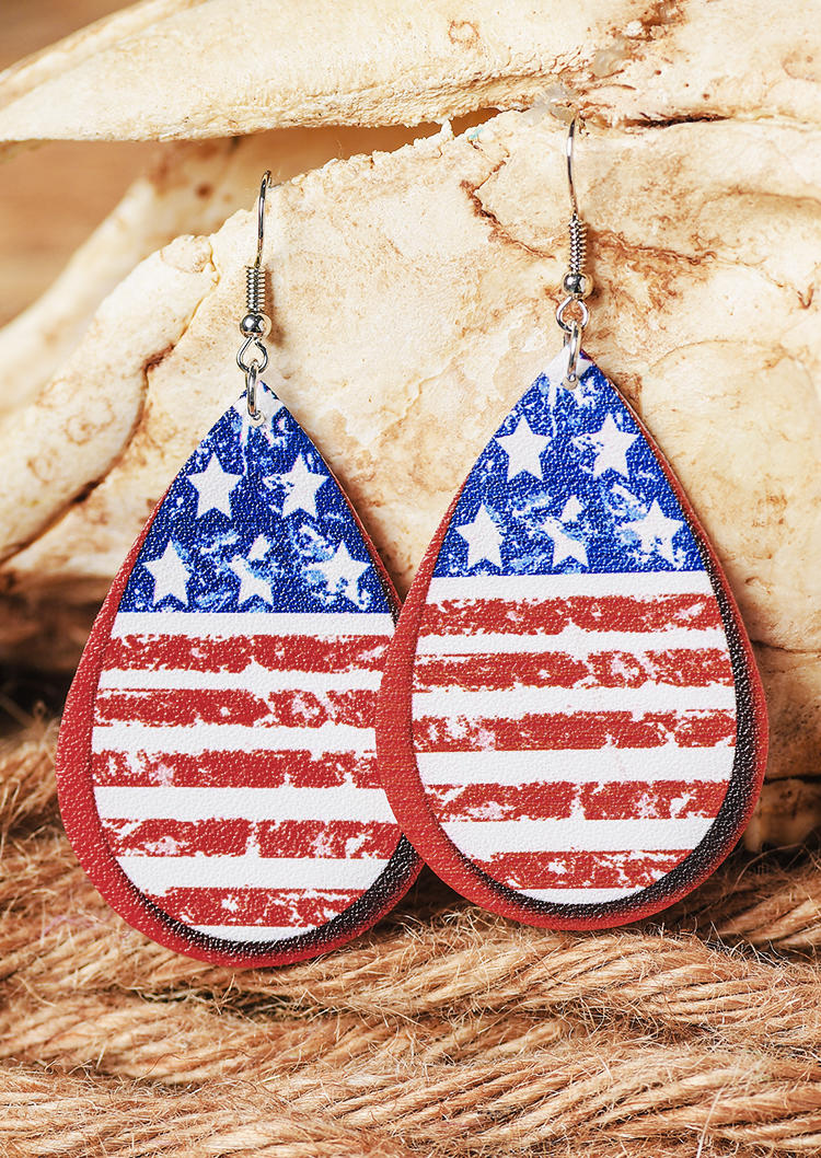 Earrings American Flag Star Striped Earrings in Multicolor. Size: One Size